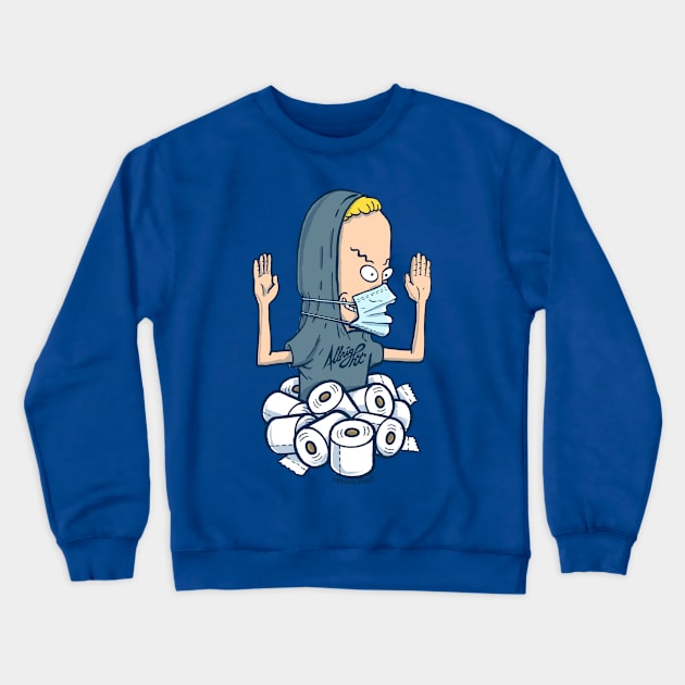 Coronaholio Beavis Crewneck Sweatshirt by BradAlbright